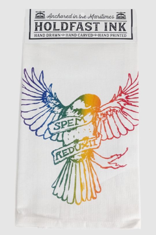 PRIDE Spem Reduxit Chickadee Tea Towel